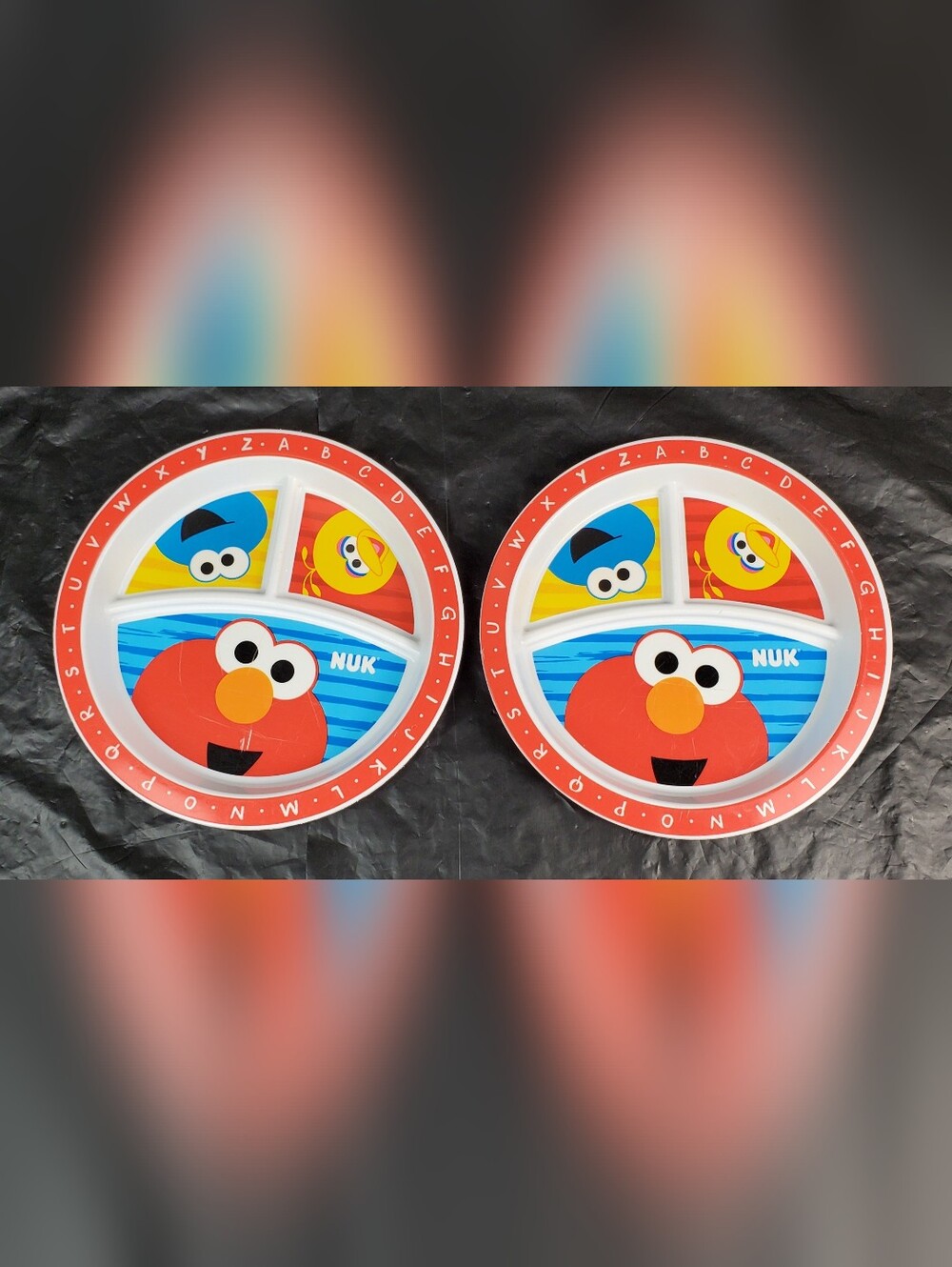 Nuk Sesame Street Childrens Divided Melamine Plate SEE PHOTOS - Set of 2 - GUC